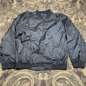 Vtg 90s SideOut Sports Black Bomber Jacket Mens Size Medium